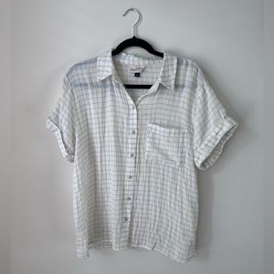 Universal Thread Plaid Cotton Lightweight Button Down Short Sleeve Blouse